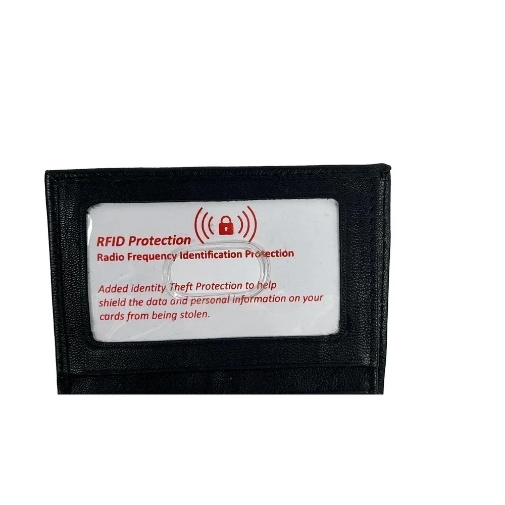 1 LIKE NO OTHER Mens Leather Bi-fold RFID Wallet Card ID Carrier Black NWOT